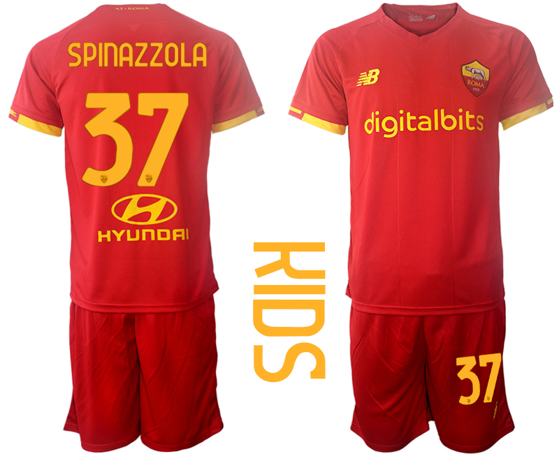 Cheap Youth 2021-2022 Club AS Roma home red 37 Soccer Jersey